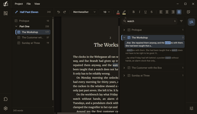 The advanced search, dark color scheme