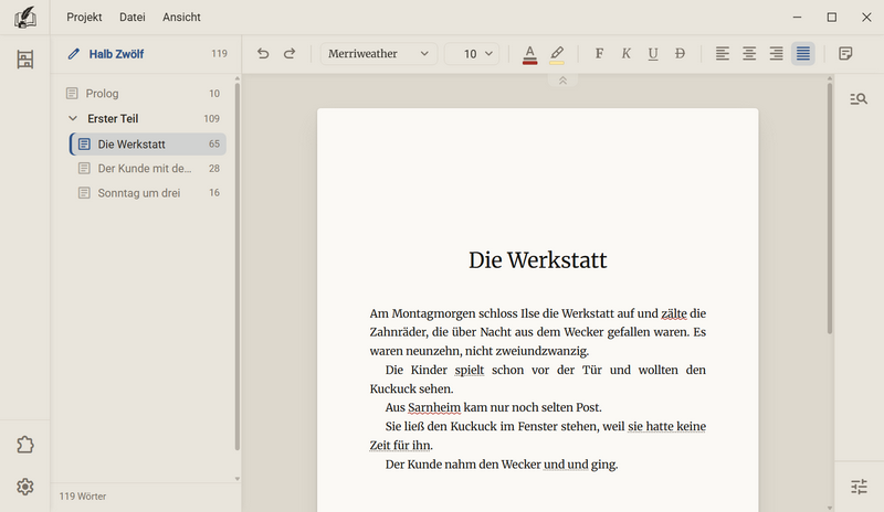 Das Kapitel Die Werkstatt: unter zälte und Sarnheim eine rote Welle, unter spielt, sie hatte keine Zeit für ihn und und gepunktete Linien